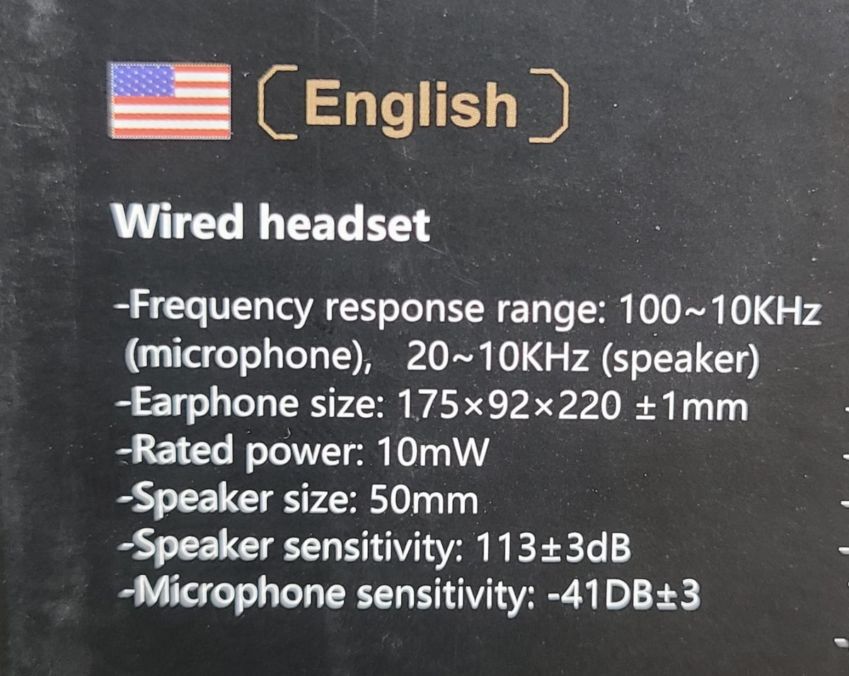 AULA Mountain S611 wired headset specifications printed on the box