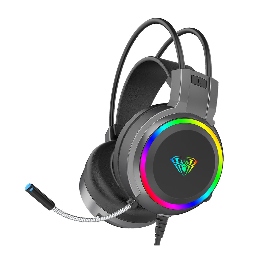 AULA Mountain S608 wired gaming headset angled front view