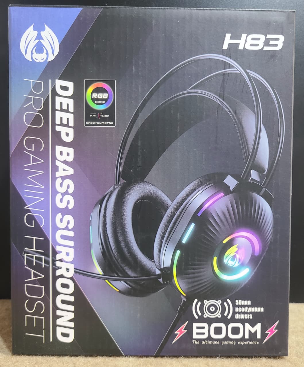 H83 RGB pro gaming headset retail box front