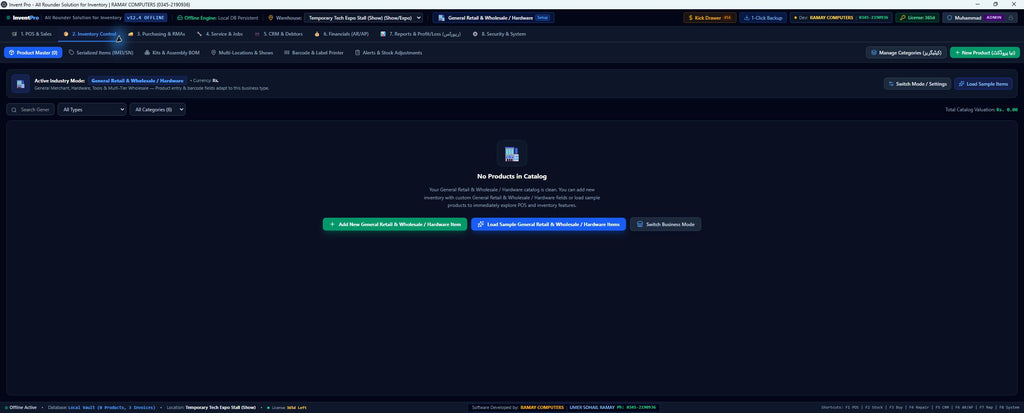 Invent Pro inventory control and product management dashboard