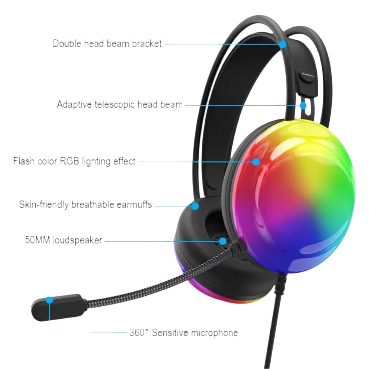 Lenovo thinkplus G30-B gaming headset product features view