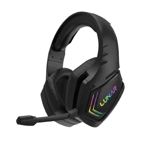 Lunar Thunder black RGB wired gaming headset with microphone