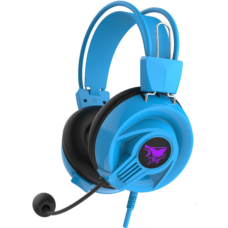 SALAR X-Shark KX369 blue gaming headset front angled view