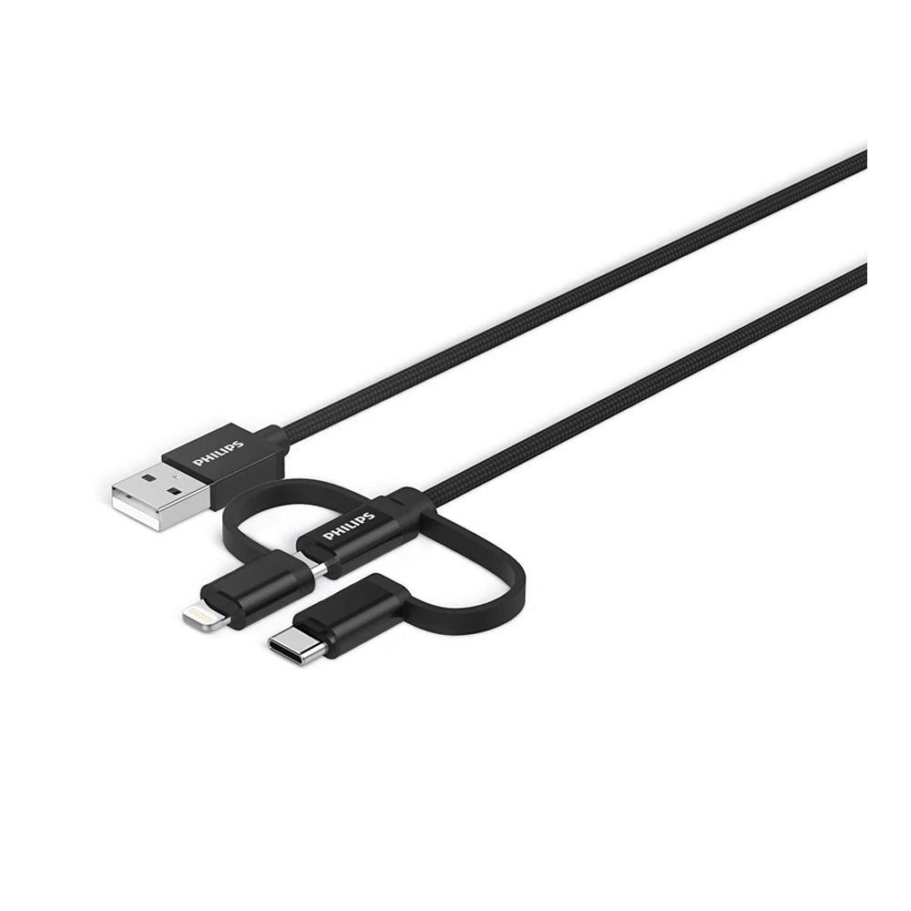 Philips durable 3-in-1 braided charge cable