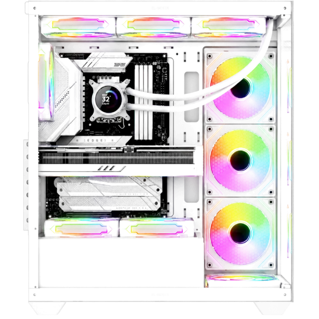 SONIC EL2 white gaming PC case front view