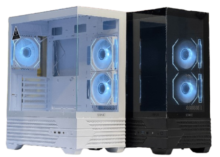 Sonic K10 ARGB Gaming Case – Mid Tower ATX | 3x ARGB Fans | Tempered Glass | Black/White Edition